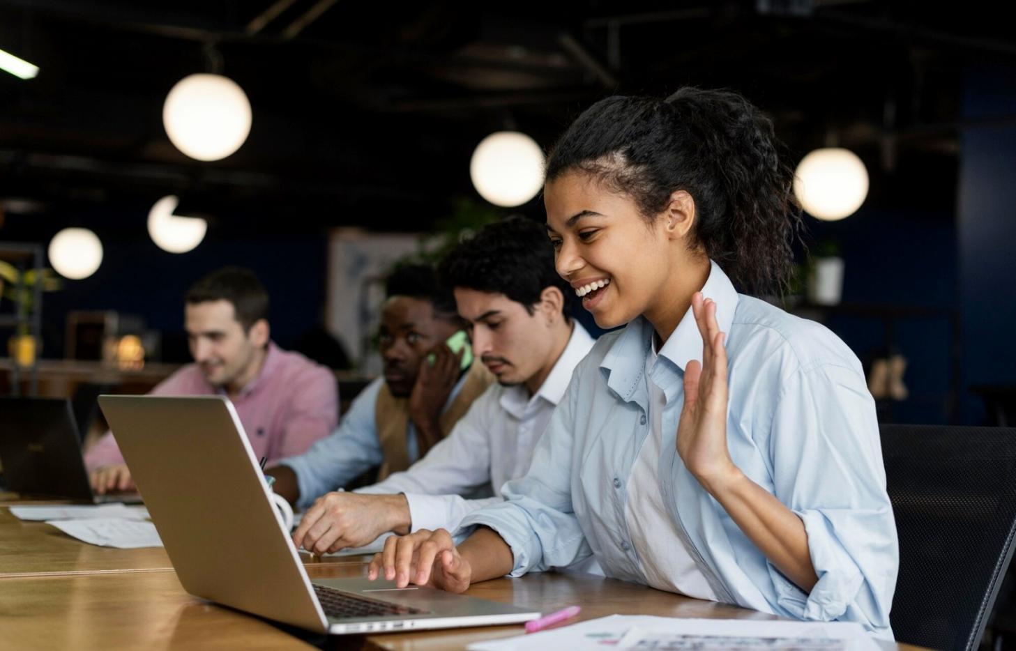 Business team reviewing investment proposals with financial projections